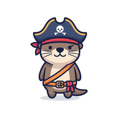 Fototapeta premium Pirate Otter Vector Illustration