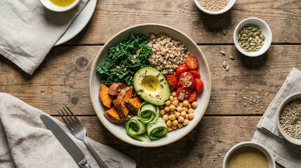 Plant-Based Lunch Bowl Flat Lay