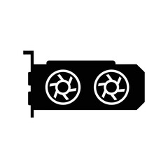 Fototapeta premium A graphic representation of a computer graphics card with dual fans viewed from the side in a technical illustration style