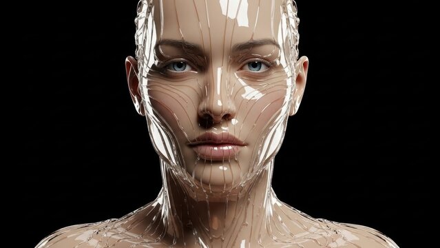 Advanced biometric interface merging biology and synthetic design portraying a futuristic human - Powered by Adobe