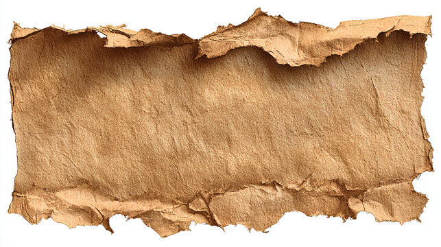Vintage torn or ripped kraft paper realistic torn cardboard paper edges old torn brown paper texture on white background stock illustration