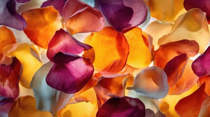 Colorful Petals Background with Soft Lighting for Nature, Decoration, Design, and Floral Themes in Stock Photography, Ideal for Various Creative Projects