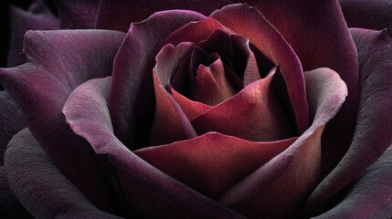 Close-Up of a Deep Purple Rose Petal with Intricate Details Capturing the Essence and Beauty of Nature in Stunning Floral Photography