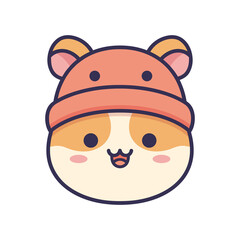 Adorable Cartoon Dog Wearing Pink Beanie