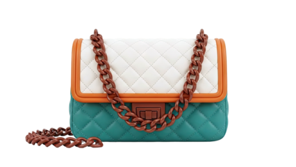Quilted Handbag with Chunky Chain and Contrast Piping