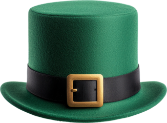 Green top hat, leprechaun hat, felt hat, buckle belt, holiday costume, festive accessory