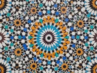 Fototapeta premium Moroccan Mosaic Pattern Geometric Tile Design, Islamic Art, Texture Background