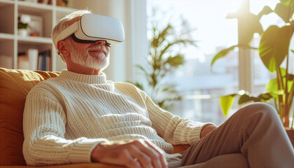 senior couple sitting on deck chair