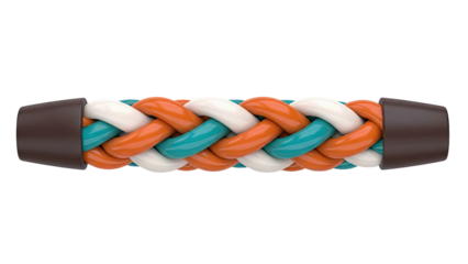 Braided Cable with Orange, Teal, and White Strands