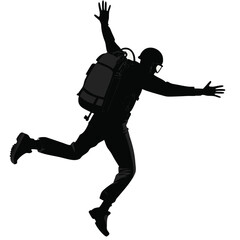 Adventure Travel Freedom Concept with Flying Man Silhouette Representing Happiness and Mental Release