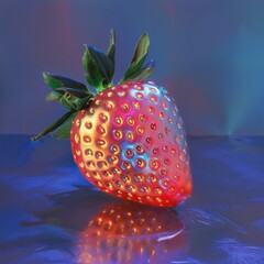 Artificial Metallic Chrome Strawberry Faux Prop Sculpture Reflective Surface