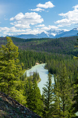 Scenic Overlook at Old Fort Point Jasper National Park, Alberta, Canada. Mount Edith Cavell in the background.