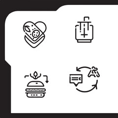  Cultured Lab-Grown Meat and Synthetic Protein Line Art Icons.