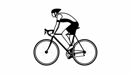 Fototapeta premium Cyclist riding a bicycle in a dynamic pose on a plain background from a side viewpoint
