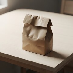 Brown Paper Lunch Bag on Table 32.