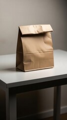 Brown Paper Lunch Bag on Table 43.