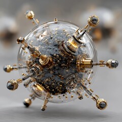 Futuristic Quantum Computer Core Unit Suspended in Magnetic Field, Advanced Technology and Scientific Research Concept