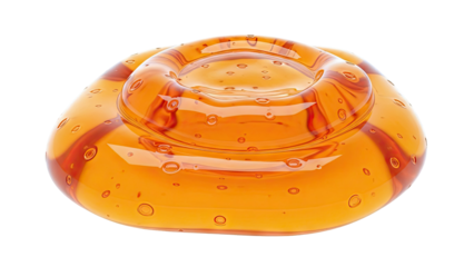 Orange Glass Bowl with Bubbles and Swirls