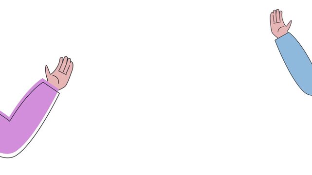 Hand Gesture greeting hi or hello 2d animation. Waving hand hi.
