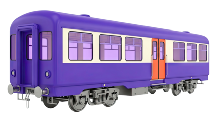 Purple and Cream Train Car with Orange Doors