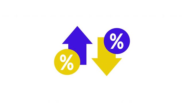 Arrow with percentage icon. Percent with arrows up and down. Element for business, banking, credit, interest rate