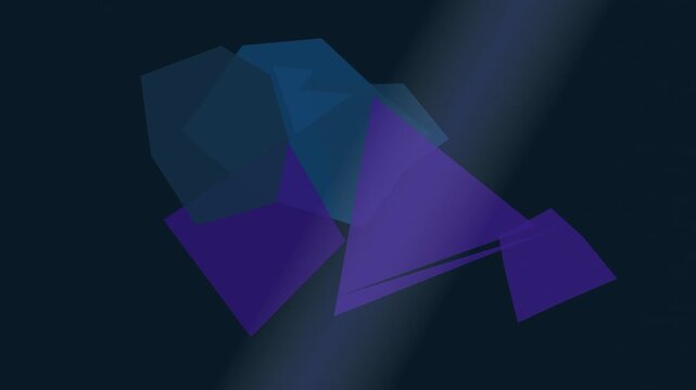 Abstract blue paper shapes float and swirl against a dark background