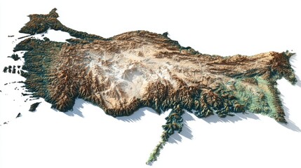 Fototapeta premium 3D topographic map of Anatolia region