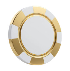 Fototapeta premium White and gold casino poker chip with blank center isolated on transparent background