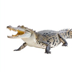 Fototapeta premium Large and Fierce Crocodile with Open Mouth Captured in Studio Environment for Wildlife Photography