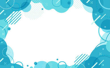 水色のポップなフレーム背景なし_横