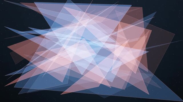 Dynamic abstract geometric shapes float in a colorful, shifting space