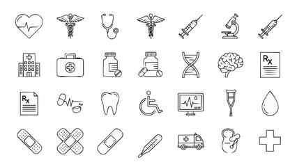 Medical healthcare icons collection for science and technology.