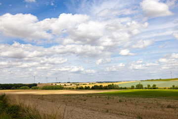 Reims, Marne, Grand-Est, France, August, 28th, 2025, Champagne Area, Calm sky landscape, Peaceful...