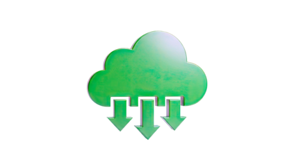 Green Cloud Icon with Download Arrows