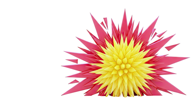 Abstract Starburst Explosion with Red and Yellow Geometric Shapes - Powered by Adobe