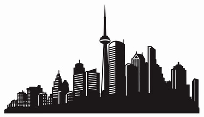 Obraz premium Modern City Skyline Silhouette Vector Urban Architecture
