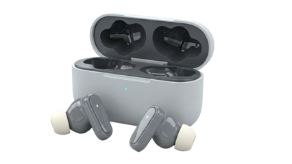 Gray Wireless Earbuds with Charging Case