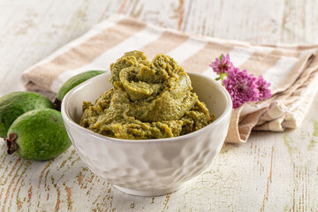Sweet green feijoa fruit puree