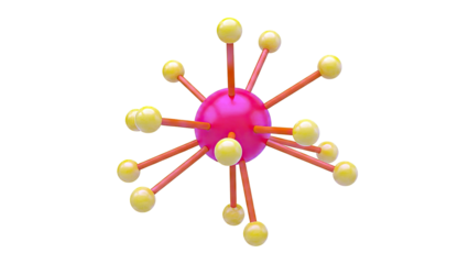 Abstract Red and Yellow Molecule Model