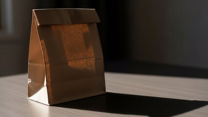 Coffee Bag on Table in Sunlight.