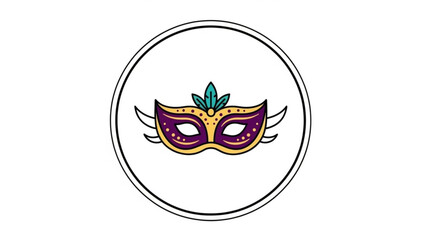 Obraz premium Mardi Gras Mask with Feathers Isolated on White Circle