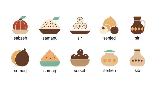 Persian Haft-Seen Table Setting with Traditional Foods and Symbols