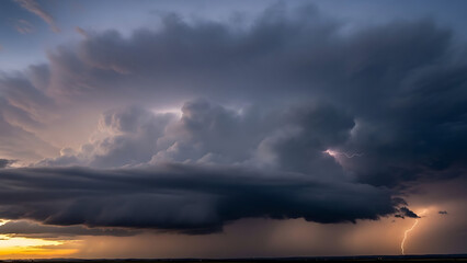 Fototapeta premium Dramatic Thunderstorm Skies Over Mountain Landscape During Sunset Photography