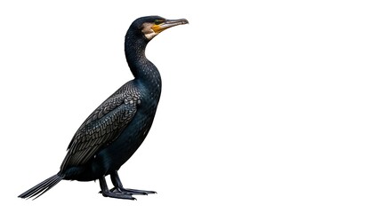Obraz premium Black Cormorant Bird Standing Alone.