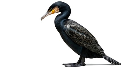 Fototapeta premium Black Cormorant Bird Isolated on White Background.