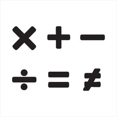 Obraz premium Mathematical symbols and operators vector, A simple illustration of various mathematical symbols and operators