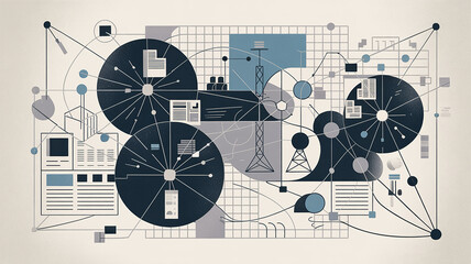 Networked Connectivity: An abstract illustration showcasing the intricate web of digital connectivity, with interconnected nodes and lines representing data flow and communication.