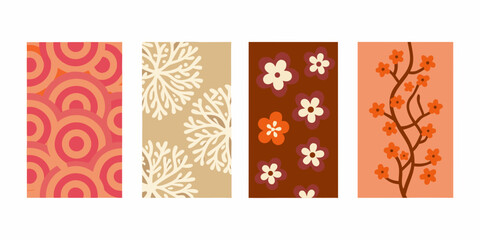 four different patterned rectangles with floral and geometric designs © Bijon