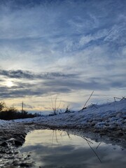 Winter Sunset Light over Snowy Field