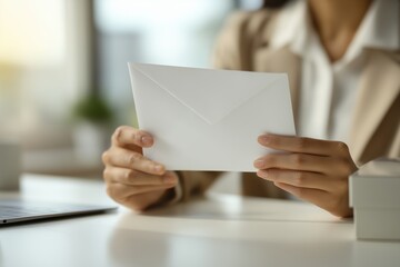Professional Woman Reading Important Business Letter in Modern Office